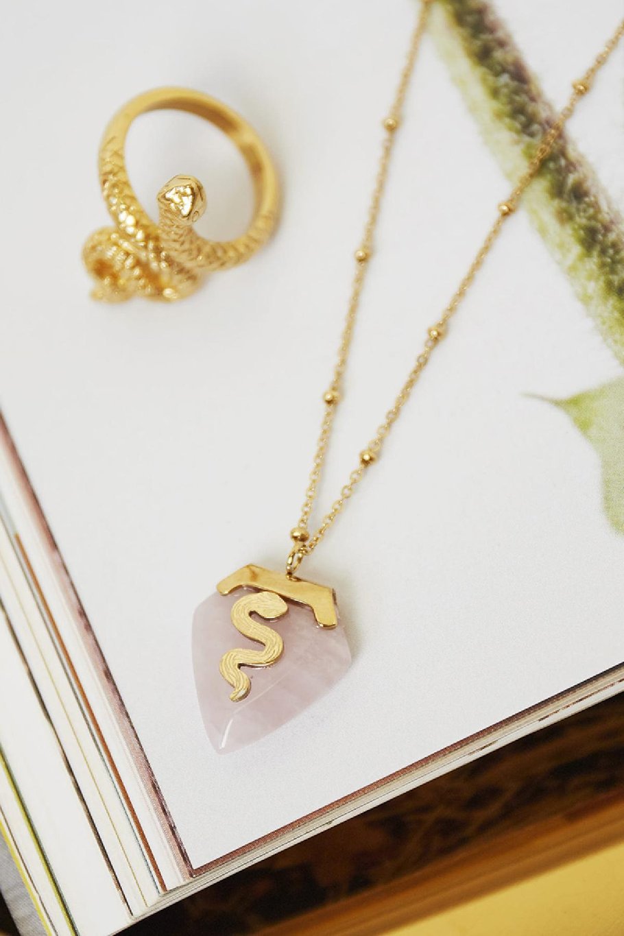 Halskette Snake Gem Rosa Edelstahl Bild2